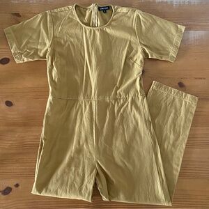 Ilana Kohn, Lee Cotton Denim Jumpsuit, Short Sleeve, Mustard, Size 4